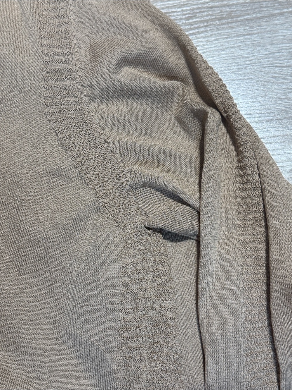 Kasper Women's Open-Front Cardigan in Camel Brown w/ Sheer Detail- Size XL - Picture 9 of 14